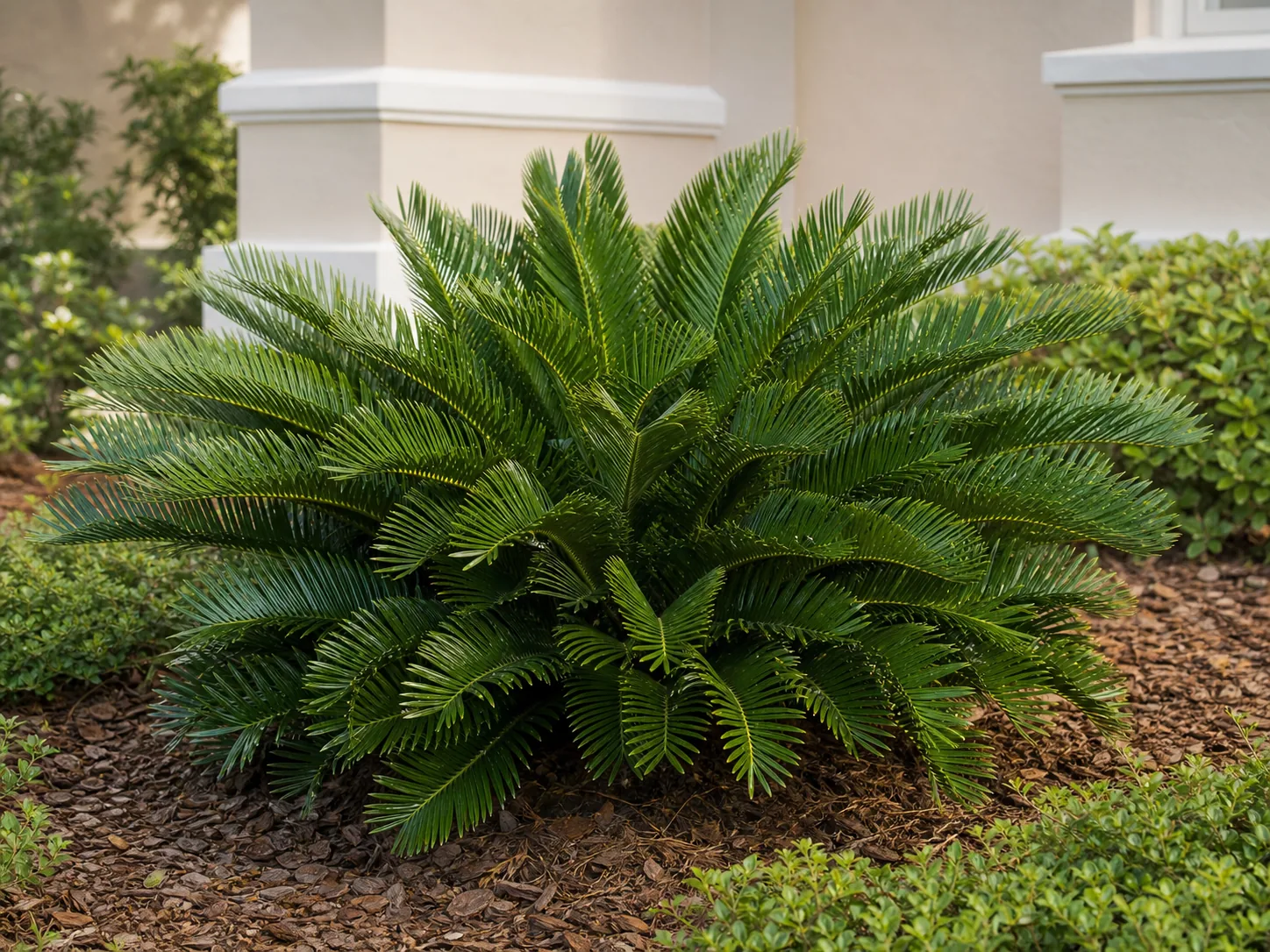 Single Coontie in a residential Florida landscape