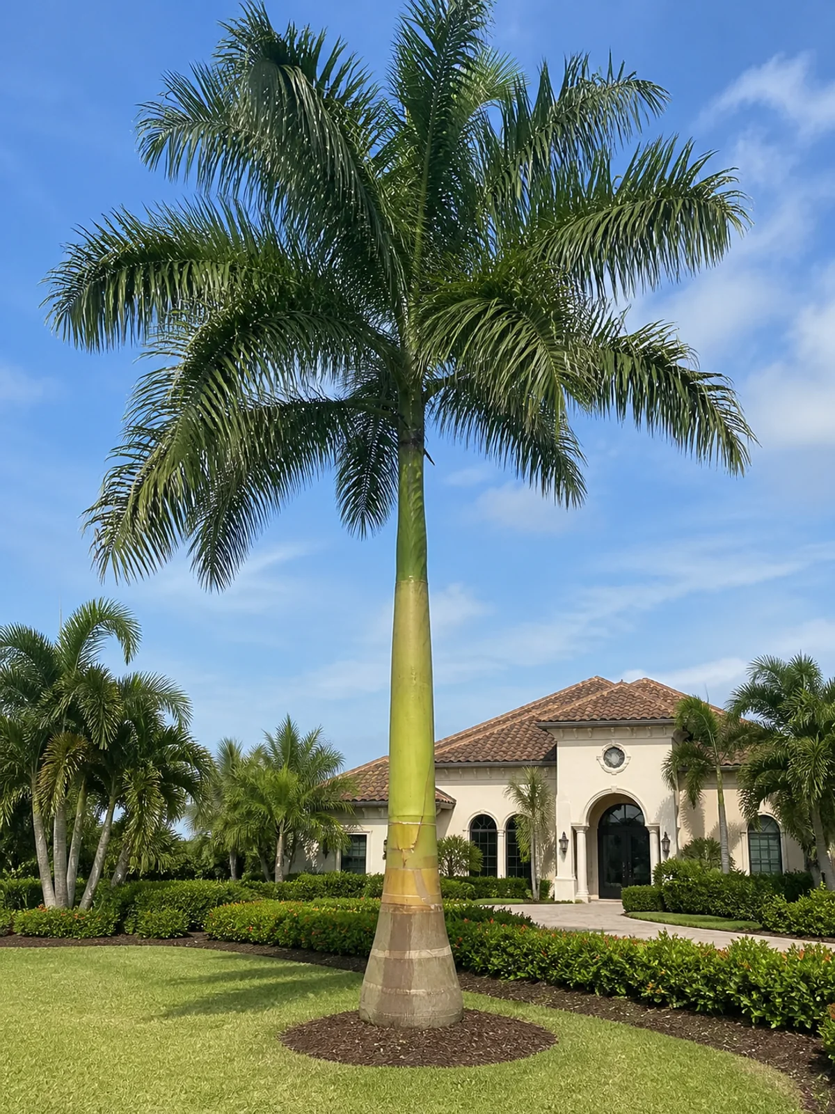 Single Florida Royal Palm in a residential Florida landscape